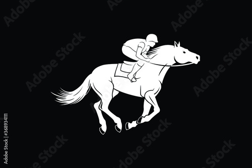 Silhouette of Horse Jockey on the Racing