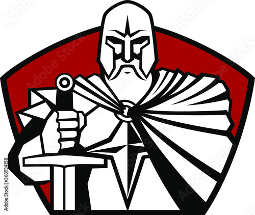 Old Knight Holding His Sword