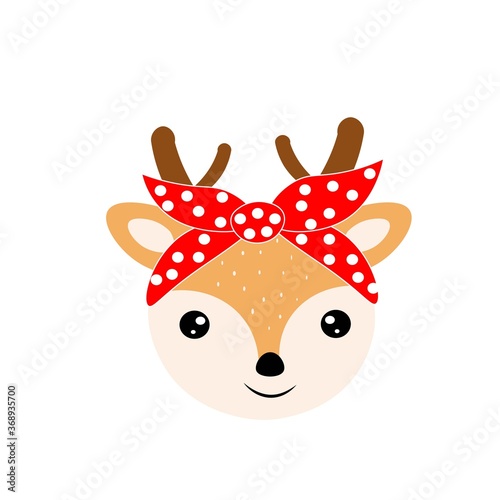 animal head face  illustration  with red bandana