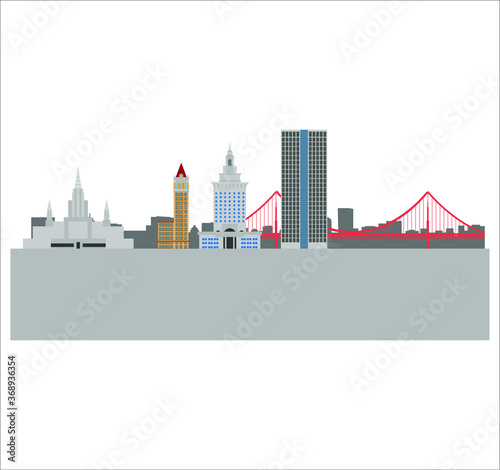 Oakland California city skyline in United States.