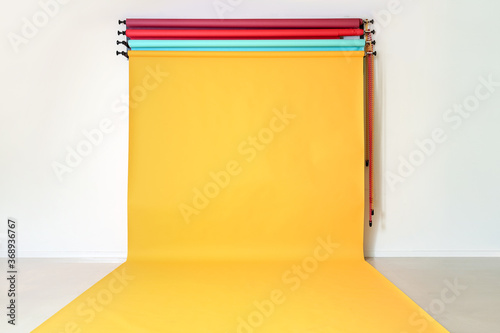 Color backdrops in modern photo studio