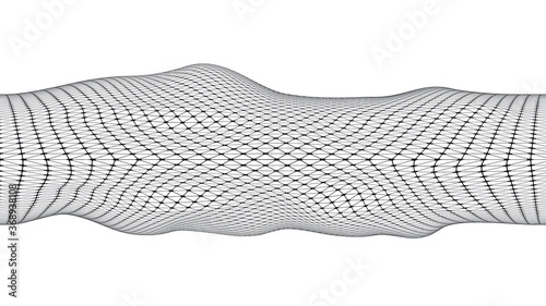 Wireframe polygonal digital landscape with lines and dots  . Abstract geometric background . Vector 