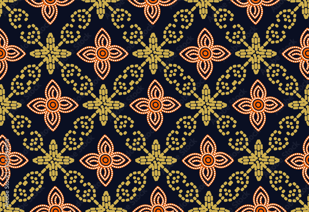 Indonesian batik motifs with very distinctive plant patterns Indonesian batik motifs with very distinctive plant patterns