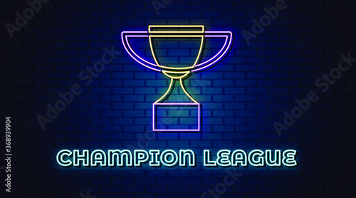 Champion Neon Sign Style Text Vector