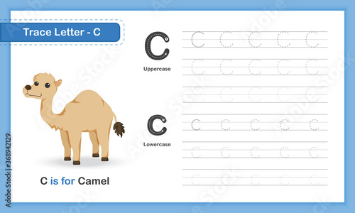 Trace Letter-G : A-Z Animal, Hand Writing Practice Book
