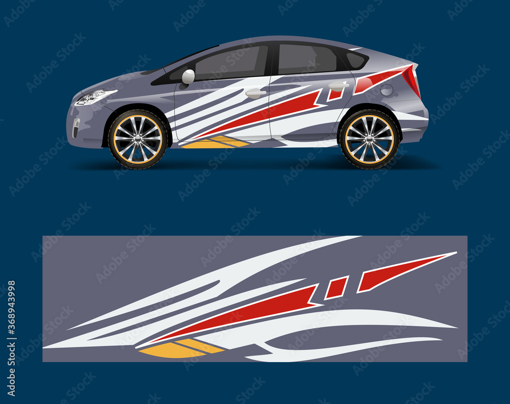 Car decal vector, graphic abstract racing designs for vehicle