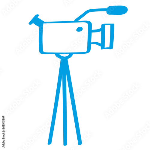 Handgezeichnete Videokamera in blau