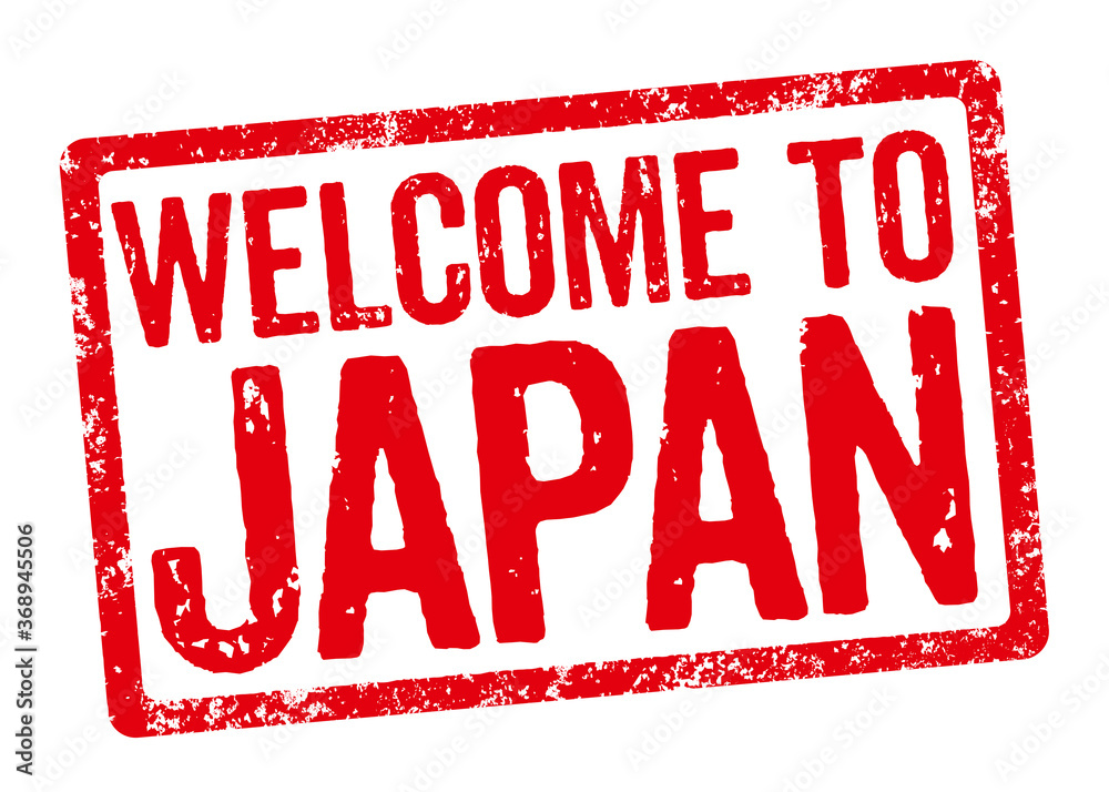 Red stamp on a white background - Welcome to Japan Red stamp on a white background - Welcome to Japan