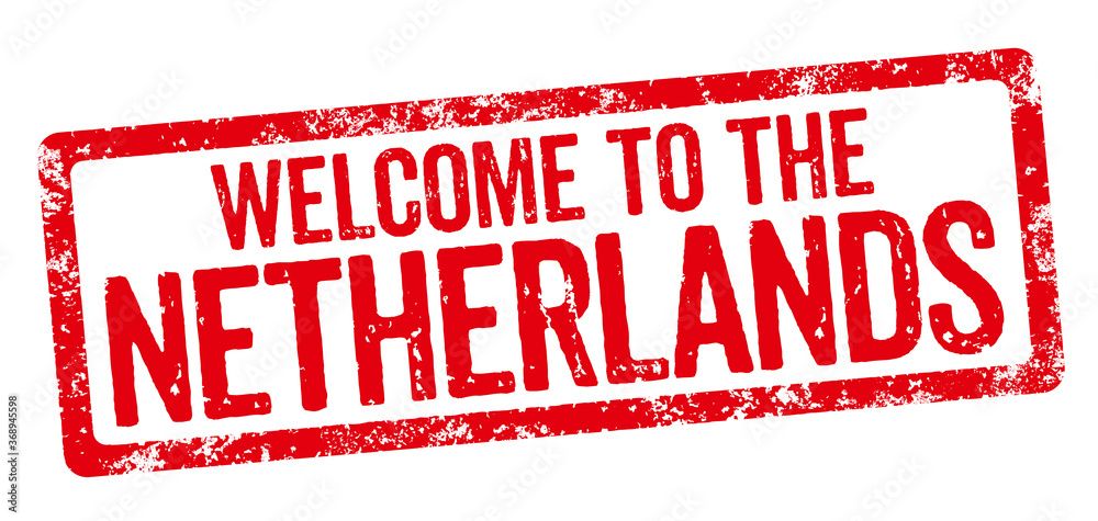 Red stamp on a white background - Welcome to the Netherlands Red stamp on a white background - Welcome to the Netherlands