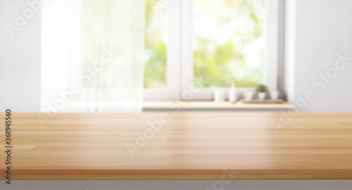 3D blank kitchen environment with a big window