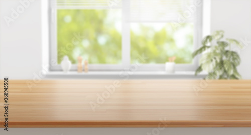 Fototapeta Naklejka Na Ścianę i Meble -  3D blank kitchen environment with a big window