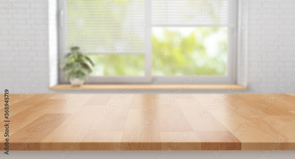 Fototapeta premium 3D blank kitchen environment with a big window