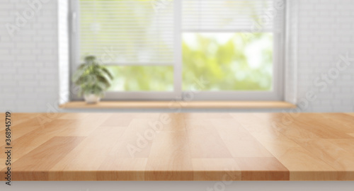 3D blank kitchen environment with a big window