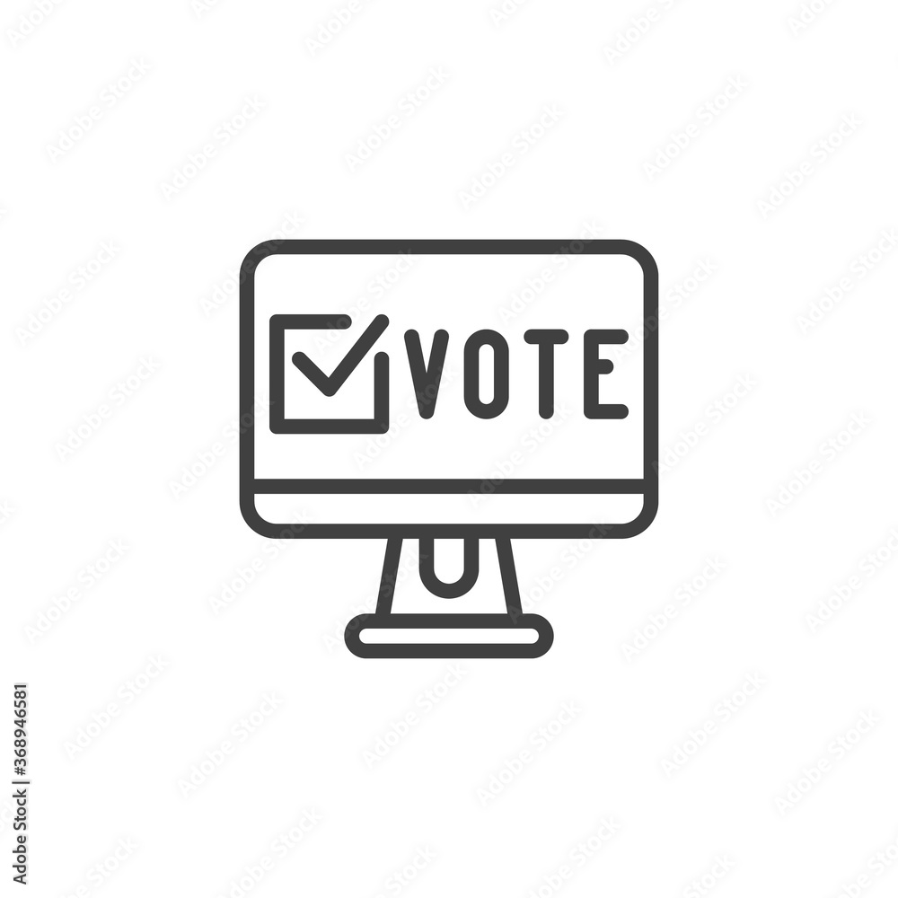 Online vote confirm line icon. linear style sign for mobile concept and web design. Online election vote outline vector icon. Symbol, logo illustration. Vector graphics Online vote confirm line icon. linear style sign for mobile concept and web design. Online election vote outline vector icon. Symbol, logo illustration. Vector graphics