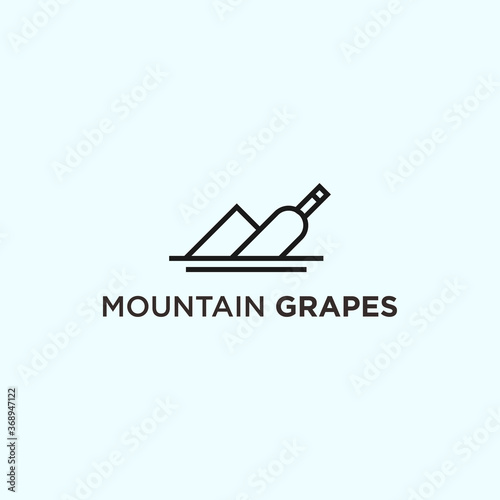 mountain wine logo vector silhouette icon