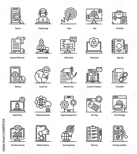 Pack Of Seo line Icons 
