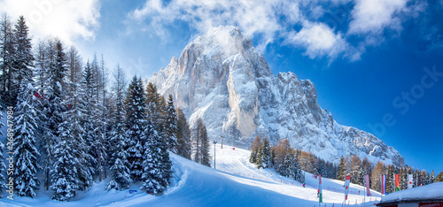Εκτύπωση καμβά Mountains Val Gardena, Santa Cristina Gherdëina, South Tyrol, Italy