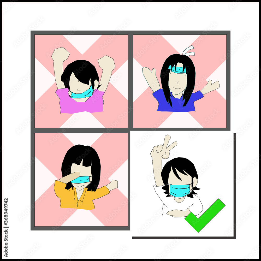 How to Correct wear a face mask safely self prevention ill for protect dust and germs pm 2.5, coronavirus covid-19, present by cartoon How to Correct wear a face mask safely self prevention ill for protect dust and germs pm 2.5, coronavirus covid-19, present by cartoon