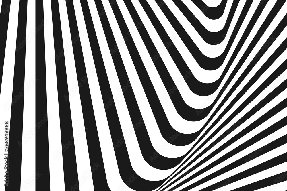 Abstract diagonal background of black and white repeat straight stripe line wavy design