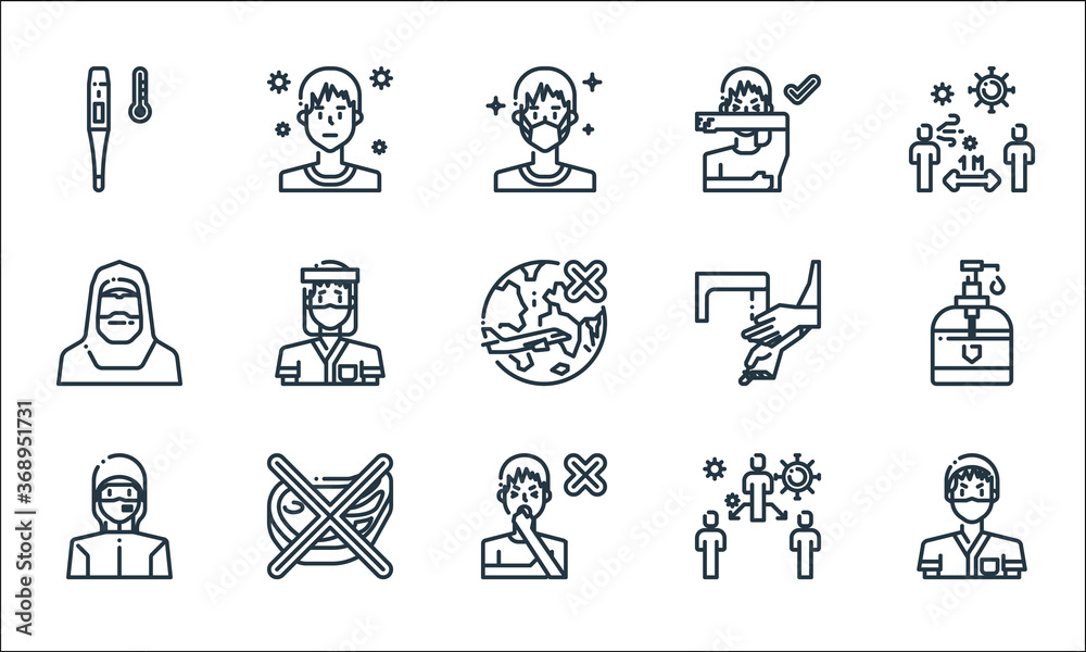virus transmission line icons. linear set. quality vector line set such ...