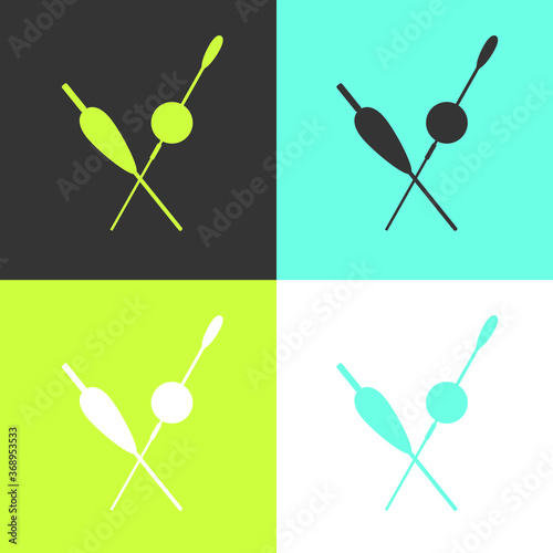 Set line fishing float  icons isolated on color background. Vector