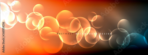 Vector abstract background liquid bubble circles on fluid gradient with shadows and light effects. Shiny design templates for text