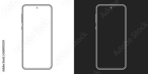 Smartphone outline icon. Mobile or cell phone screen frame design. Modern smart device line silhouette. Vector illustration.