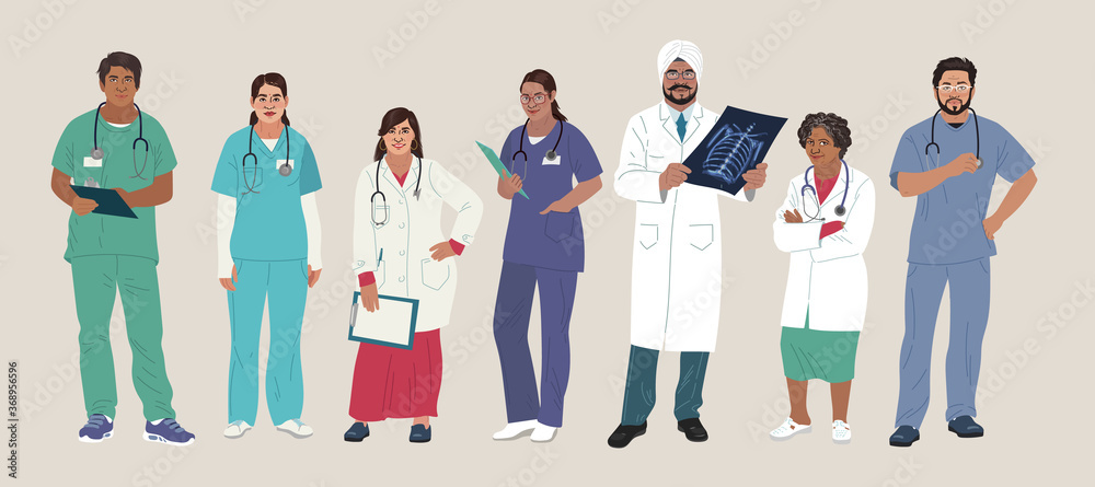 Obraz premium Indian Medics. Medical Characters. Doctors and nurses round portraits, team of doctors concept, medical office or laboratory. Modern flat vector concept digital people vector illustration