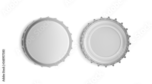 silver bottle cap top and bottom view isolated on white background