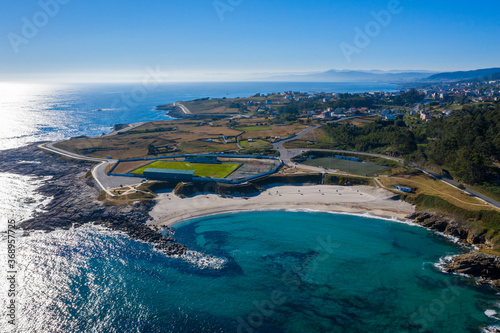 Foto Aerial view of Burela,s beach  in Galicia