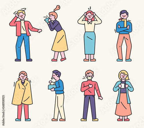 Various symptoms of people with colds.