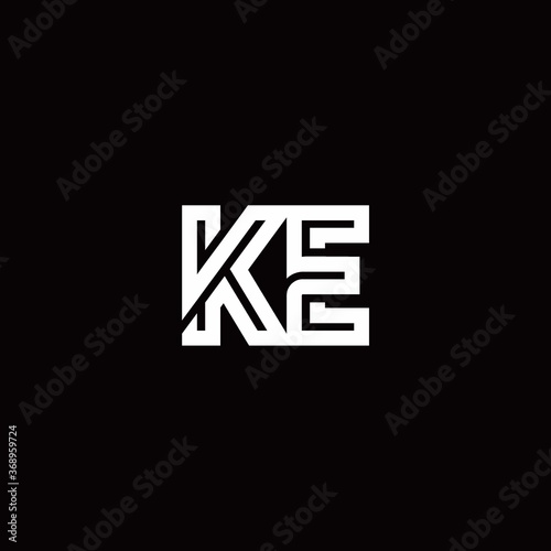 KE monogram logo with abstract line
