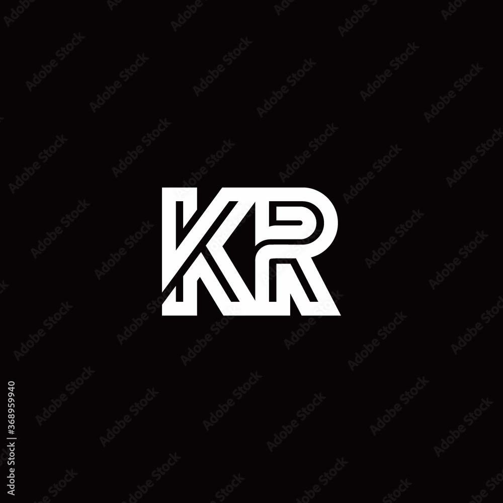 KR monogram logo with abstract line