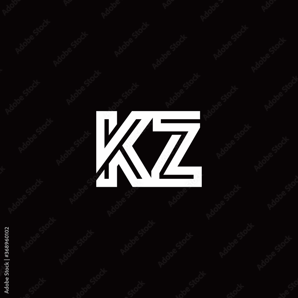 KZ monogram logo with abstract line KZ monogram logo with abstract line