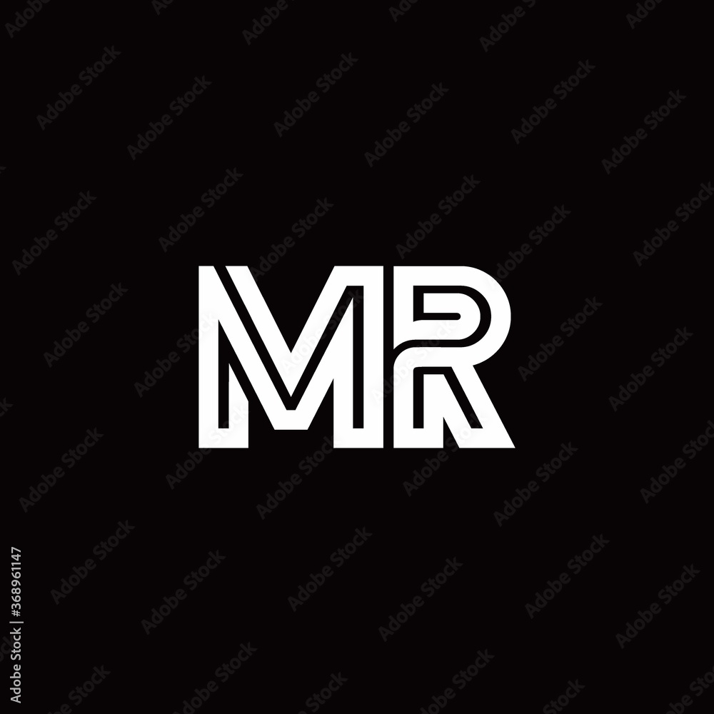 MR monogram logo with abstract line MR monogram logo with abstract line
