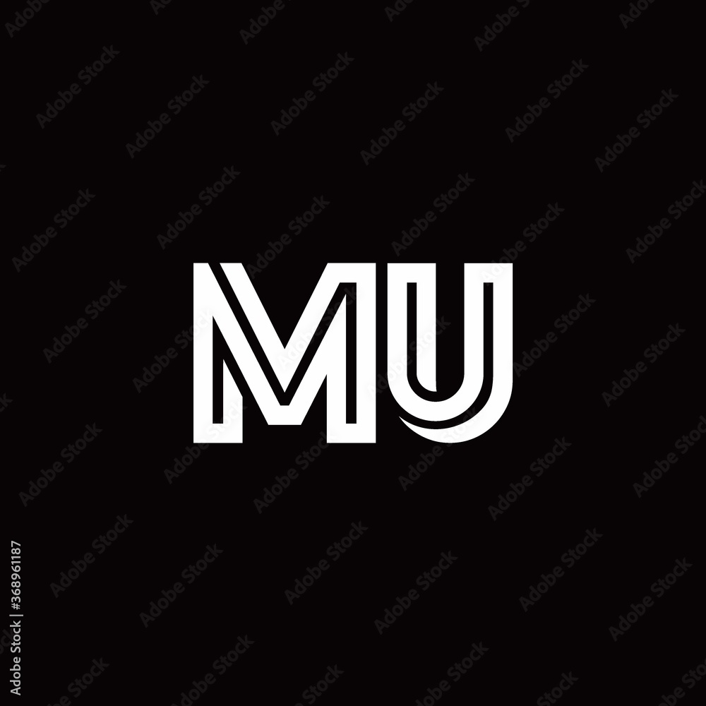 MU monogram logo with abstract line