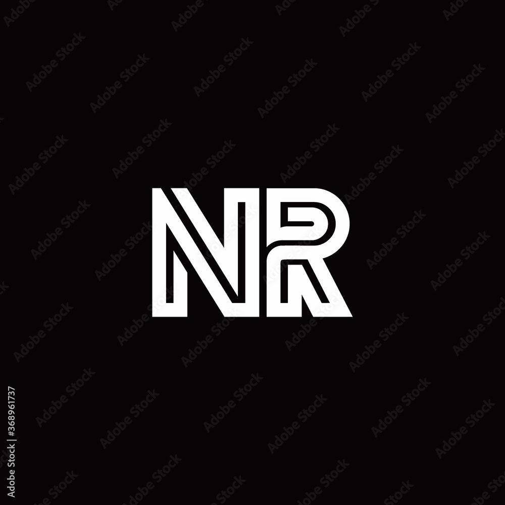 NR monogram logo with abstract line