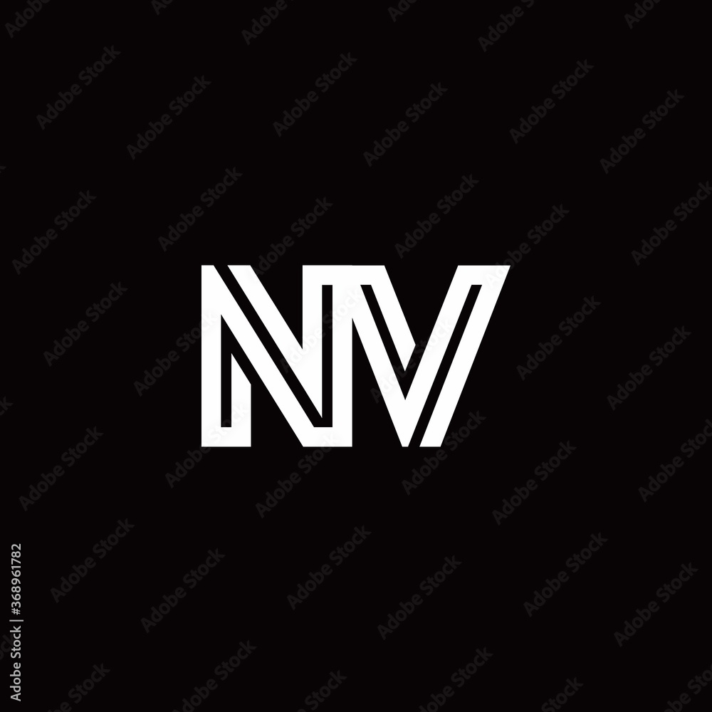 NV monogram logo with abstract line NV monogram logo with abstract line