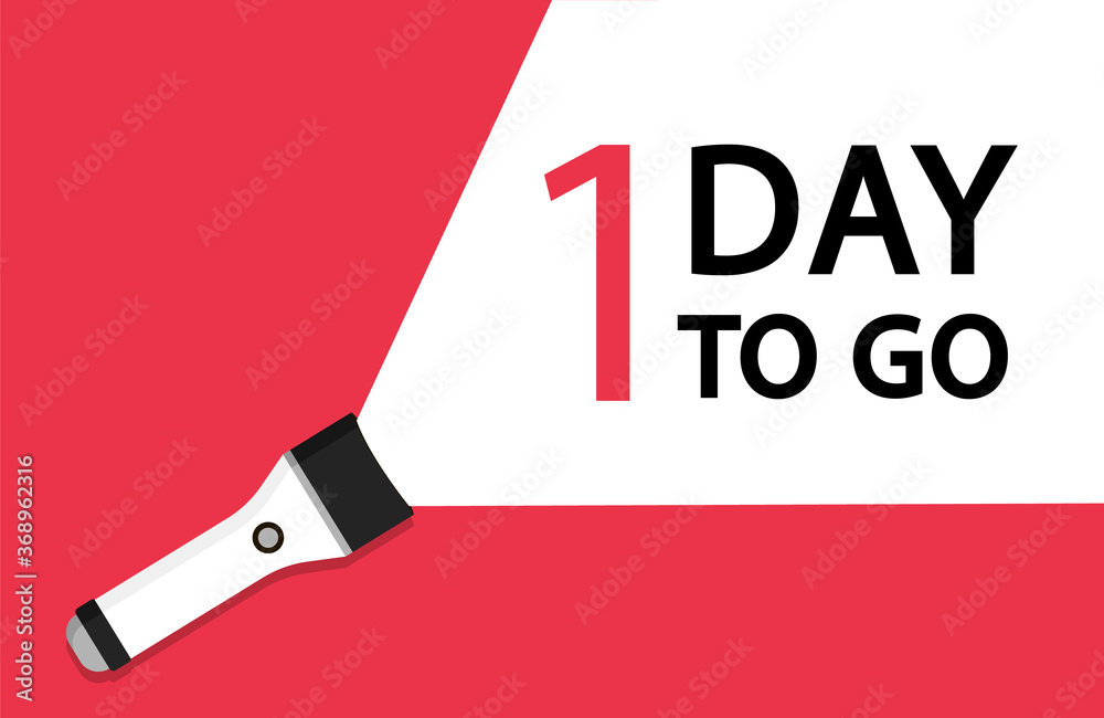 Banners numbers days left. Countdown 1 day to go badges. Vector illustration. Banners numbers days left. Countdown 1 day to go badges. Vector illustration.