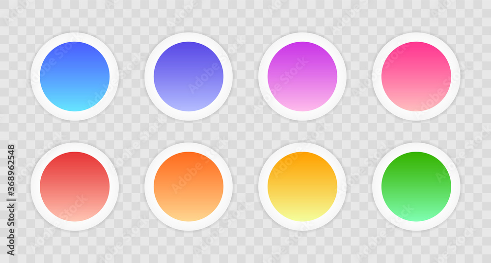 Collection modern round gradient buttons. Web buttons set. Vector