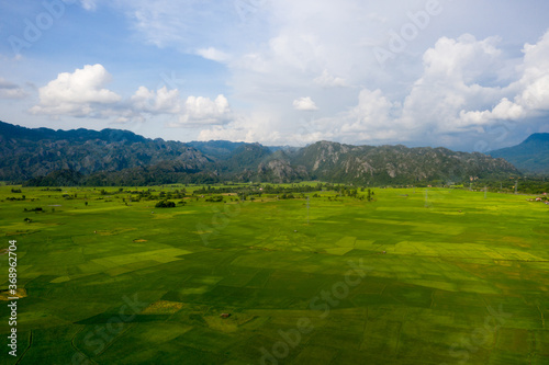 Arial view of rock mountain in with cloudy sky