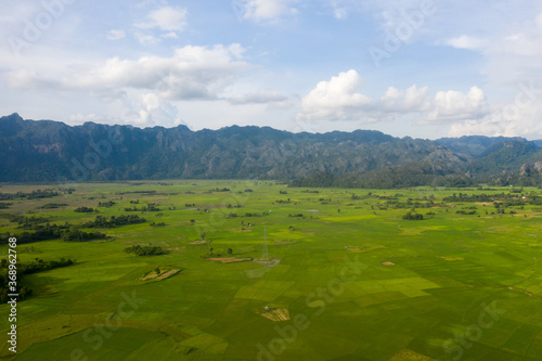 Arial view of rock mountain in with cloudy sky