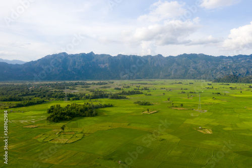 Arial view of rock mountain in with cloudy sky