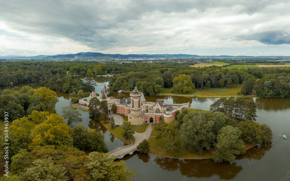 Franzensburg castle in Austria. Built between 1801 and 1836, it was named in memory of the last Holy Roman Emperor, Francis II, who died in 1835. Amazing area, lake, forest, fields. recreation place.