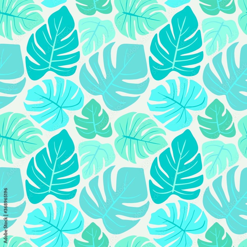 color foliage monstera leaf plant seamless pattern background
