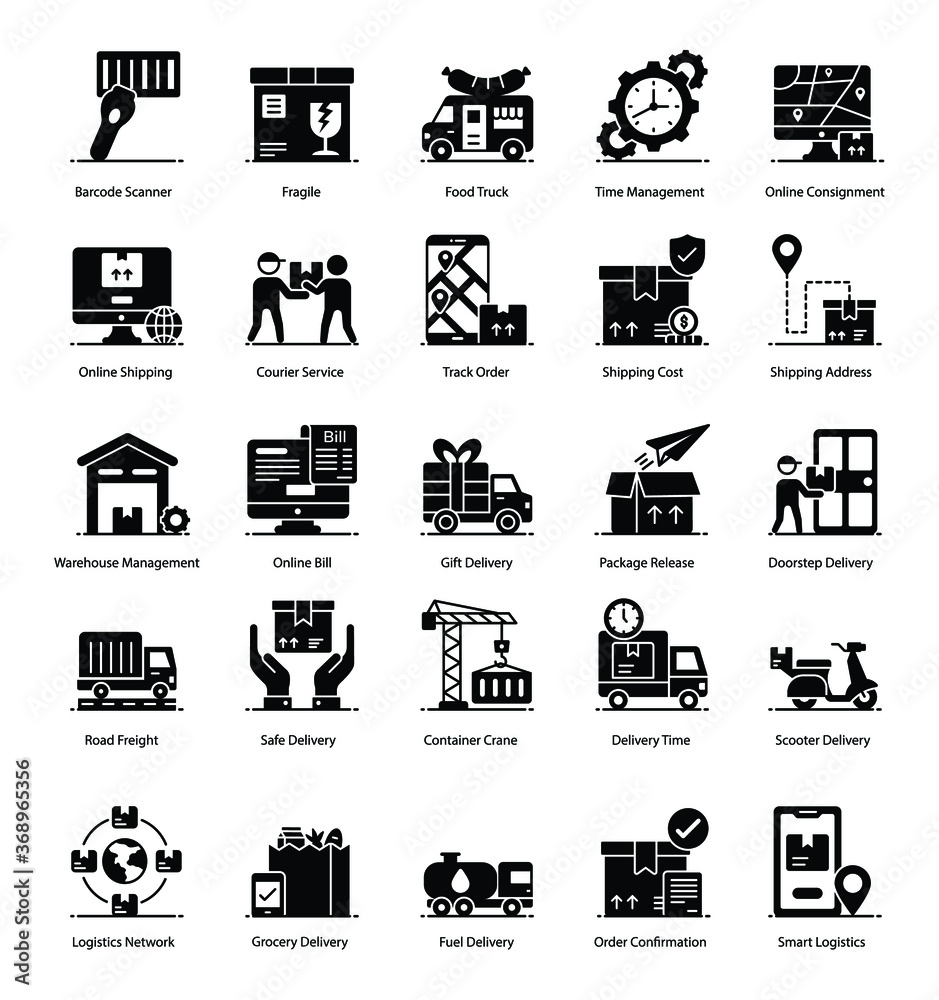 Shipping And Logistic solid Icons
Shipping And Logistic solid Icons