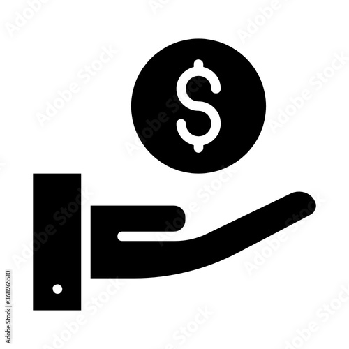 Hand with Coin Concept Vector Color Icon Design, Business and Finance Symbol on white background 