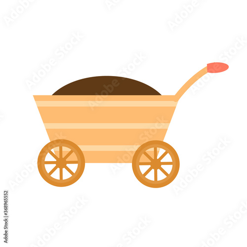 Gardening cart full of soil. wheelbarrow simple vector icon