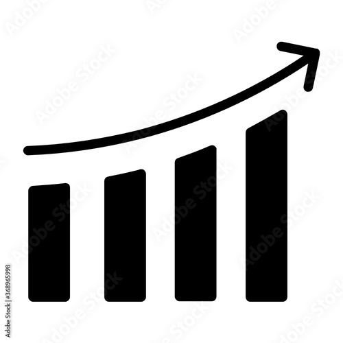 Upward Rising Arrow with Bar Chart Concept, Exponential  Growth Vector Icon Design, Business and Finance Symbol on white background 