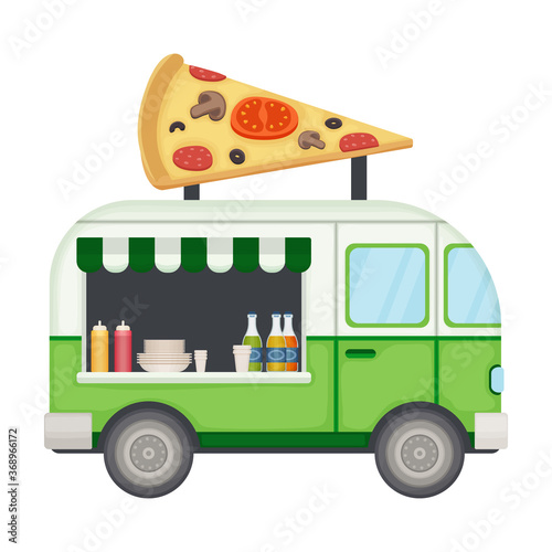 Food truck vector icon.Cartoon vector icon isolated on white background food truck.